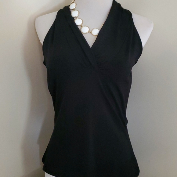 Tahari Black V-Neck Halter Top XS - Picture 1 of 6